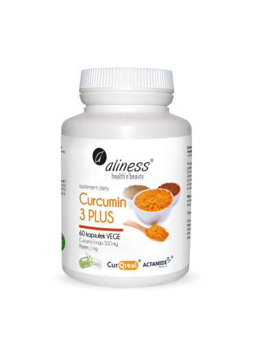 Curcumin PLUS Curcuma longa 500 mg Piperin 1 mg, 60 kapselia